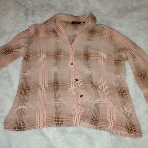 Women's Plaid Button-Up Blouse